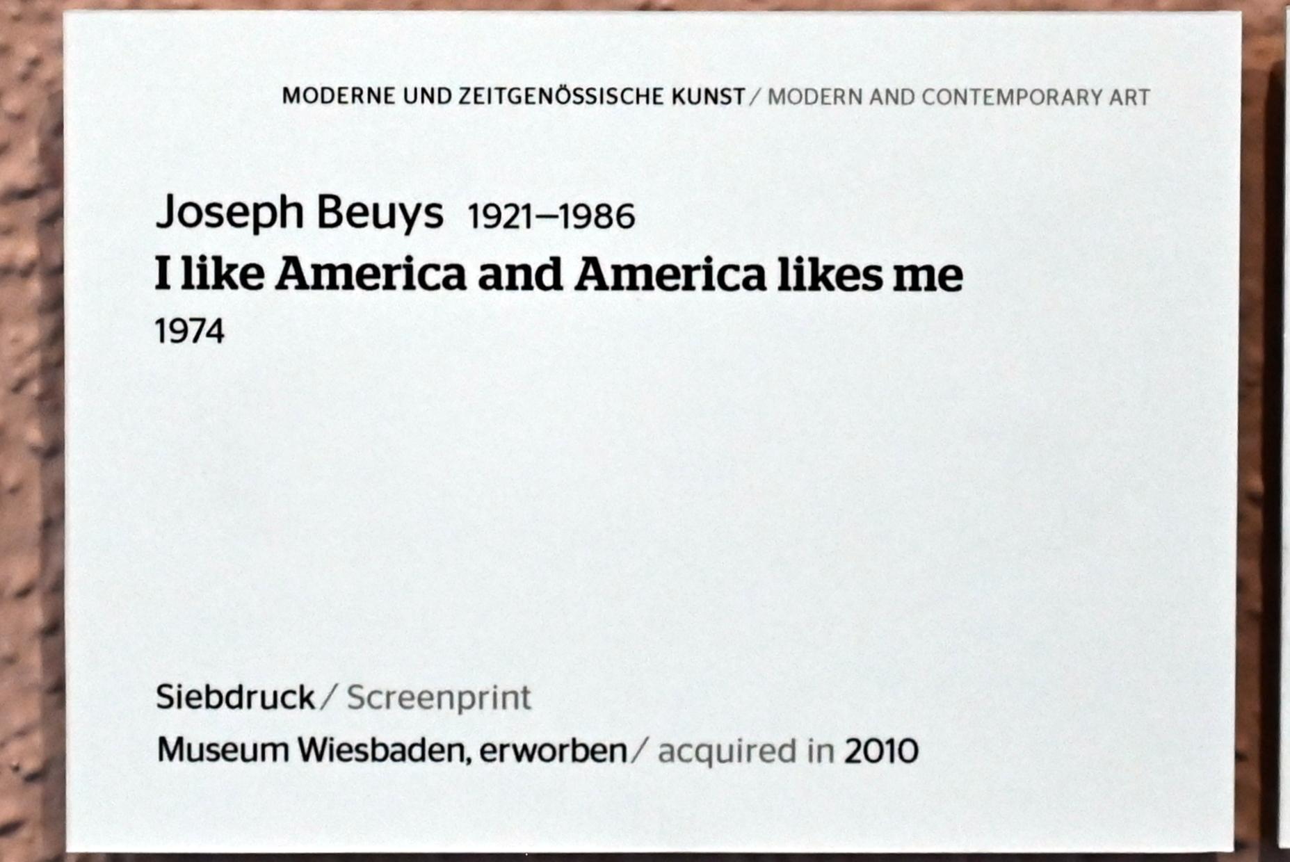 Joseph Beuys (1948–1985), I like America and America likes me, Wiesbaden, Museum Wiesbaden, Beuys 1, 1974, Bild 2/2