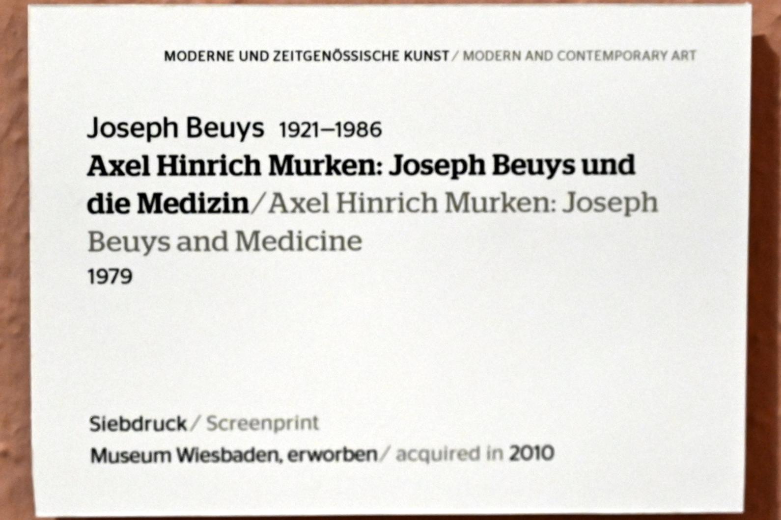 Joseph Beuys (1948–1985), Axel Hinrich Murken: Joseph Beuys und die Medizin, Wiesbaden, Museum Wiesbaden, Beuys 2, 1979, Bild 2/2