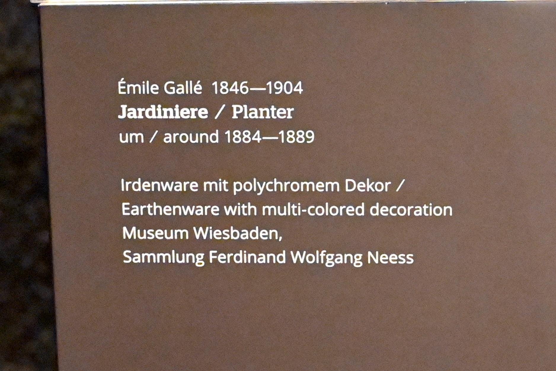 Émile Gallé (1886), Jardiniere, Wiesbaden, Museum Wiesbaden, Jugendstil, um 1884–1889, Bild 2/2