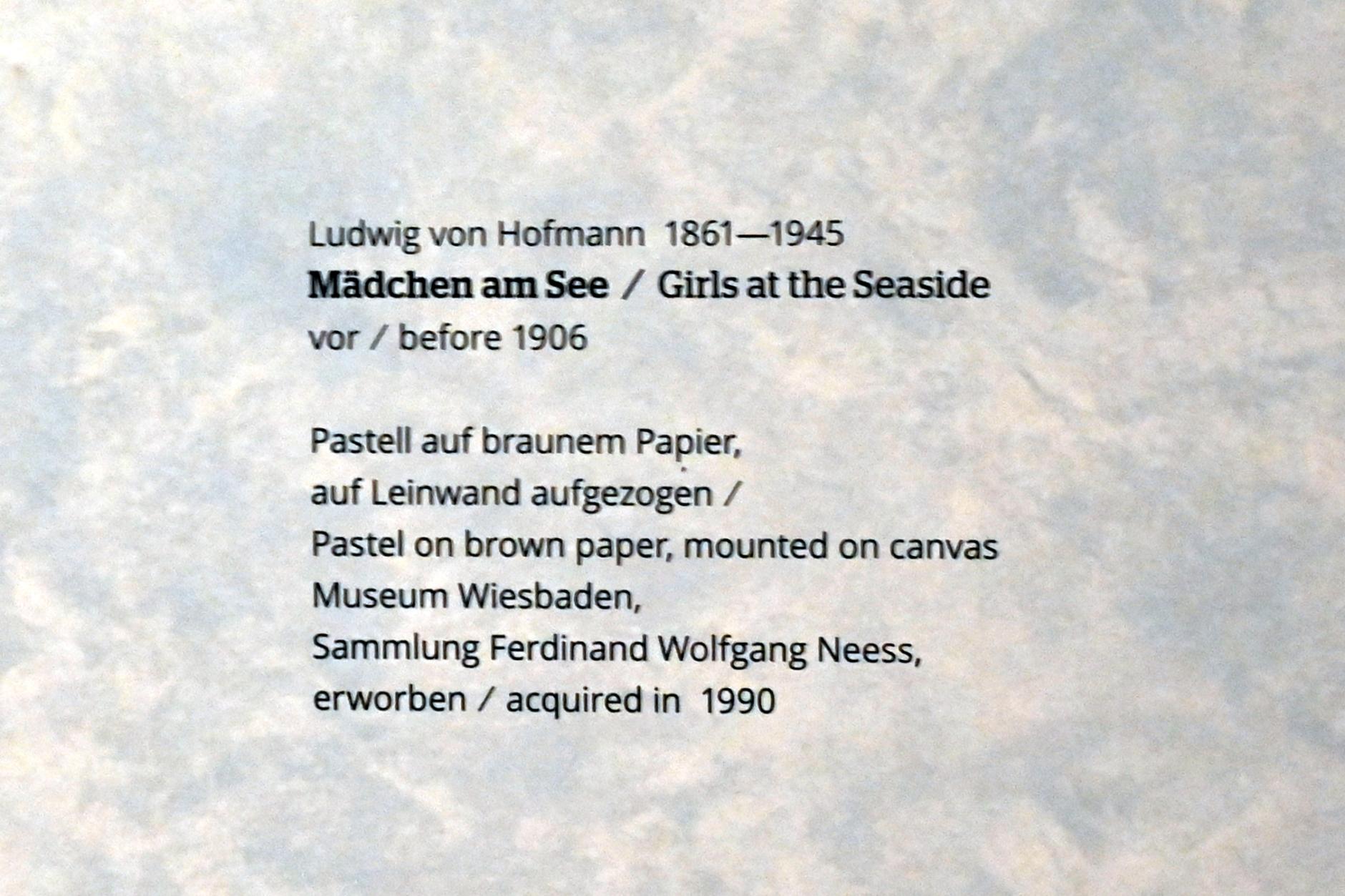 Ludwig von Hofmann (1889–1917), Mädchen am See, Wiesbaden, Museum Wiesbaden, Jugendstil, vor 1906, Bild 2/2