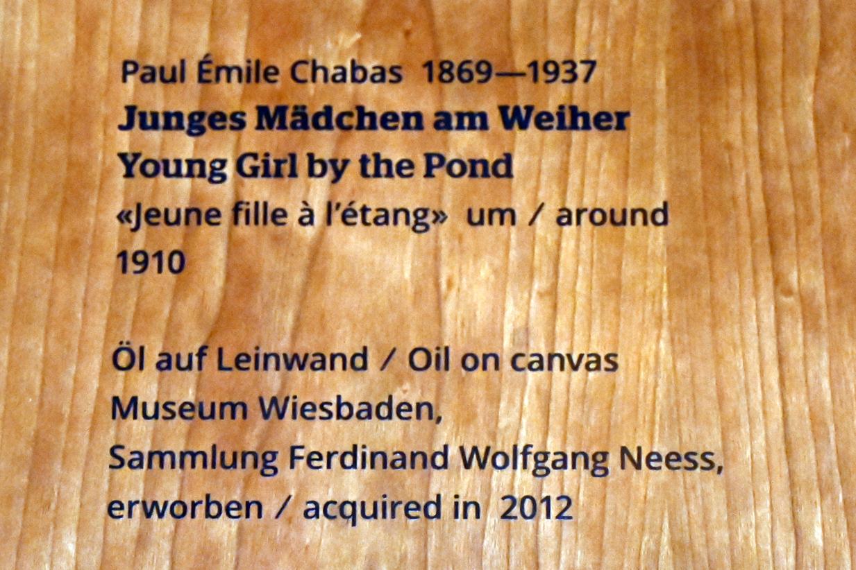 Paul Émile Chabas (1910), Junges Mädchen am Weiher, Wiesbaden, Museum Wiesbaden, Jugendstil, 1910, Bild 2/2