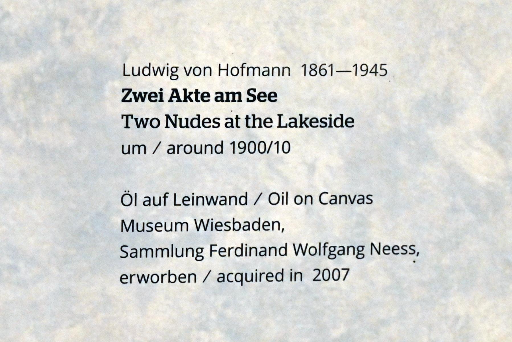 Ludwig von Hofmann (1889–1917), Zwei Akte am See, Wiesbaden, Museum Wiesbaden, Jugendstil, um 1900–1910, Bild 2/2