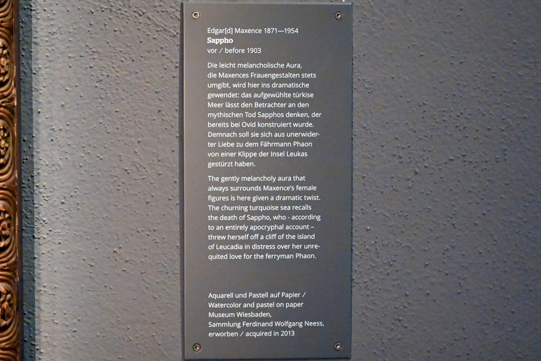 Edgar Maxence (1900–1902), Sappho, Wiesbaden, Museum Wiesbaden, Jugendstil, vor 1903, Bild 2/2