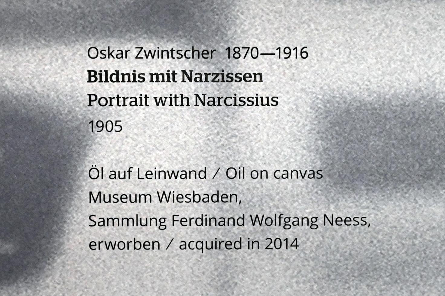 Oskar Zwintscher (1901–1907), Bildnis mit Narzissen, Wiesbaden, Museum Wiesbaden, Jugendstil, 1905, Bild 2/2