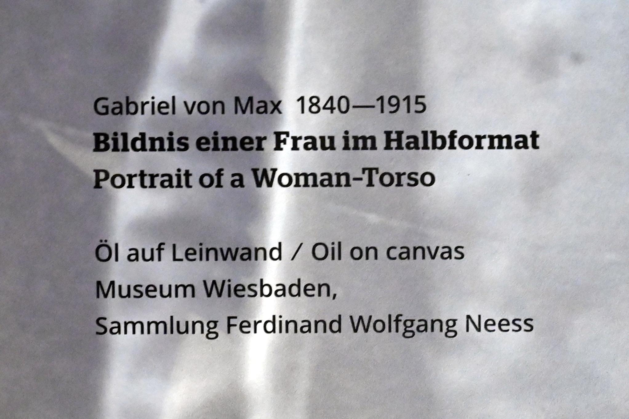Gabriel von Max (1865–1901), Bildnis einer Frau im Halbformat, Wiesbaden, Museum Wiesbaden, Jugendstil, Undatiert, Bild 2/2