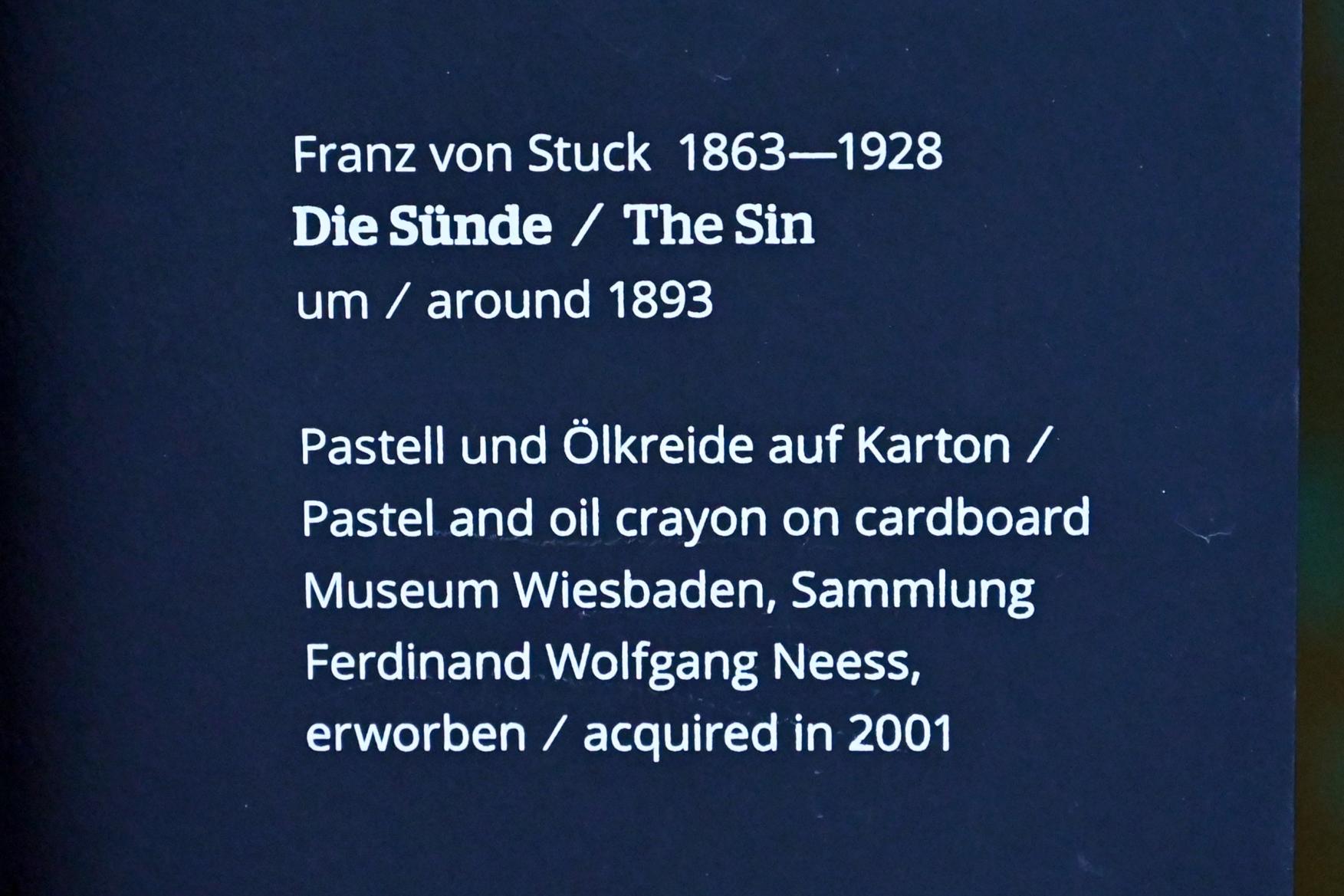 Franz von Stuck (1890–1923), Die Sünde, Wiesbaden, Museum Wiesbaden, Jugendstil, um 1893, Bild 2/2