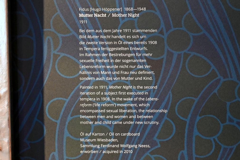 Fidus (Hugo Höppener) (1910–1911), Mutter Nacht, Wiesbaden, Museum Wiesbaden, Jugendstil, 1911, Bild 2/2