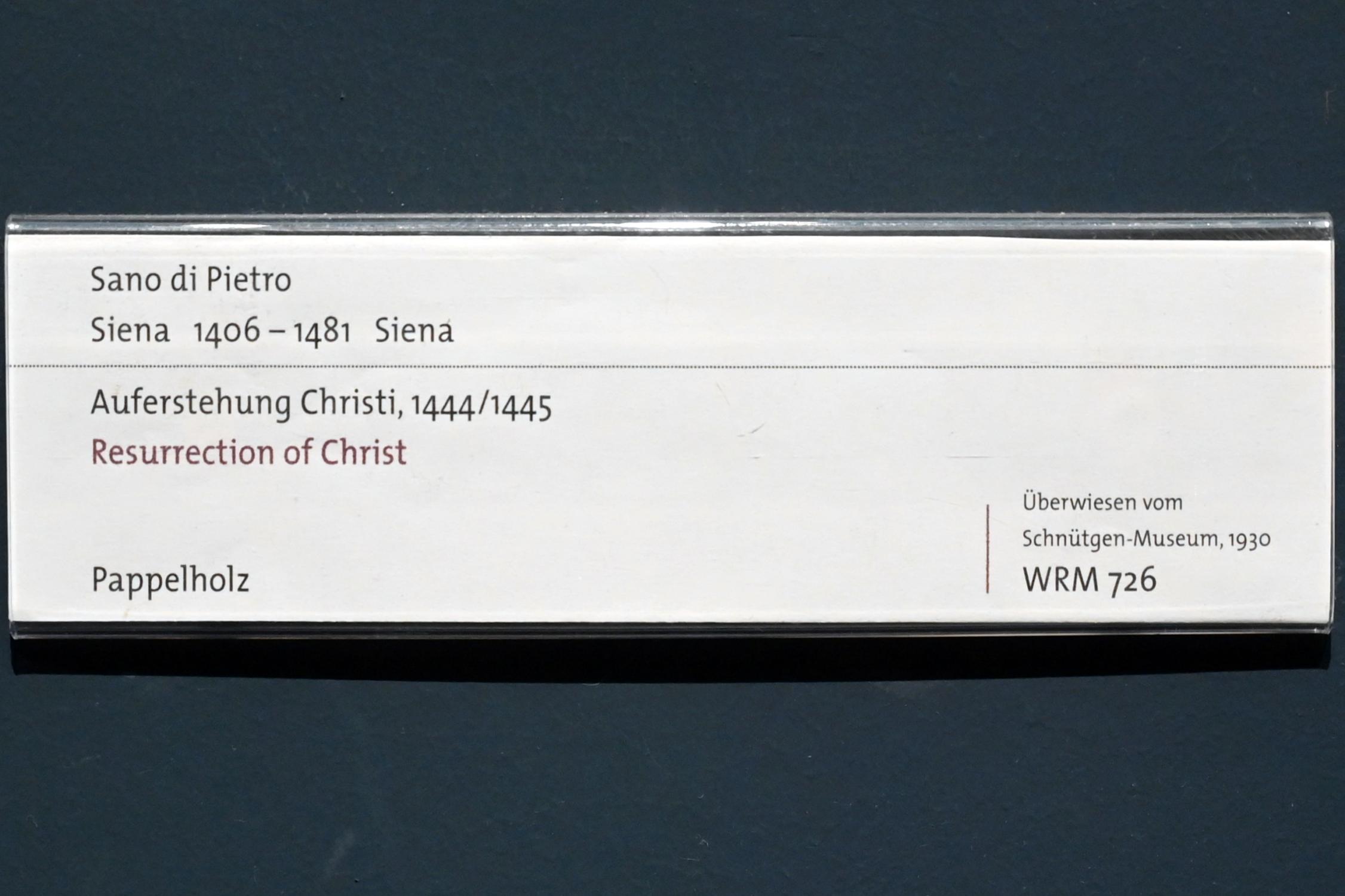 Sano di Pietro (1437–1481), Auferstehung Christi, Köln, Wallraf-Richartz-Museum, Mittelalter - Saal 1, 1444–1445, Bild 2/2