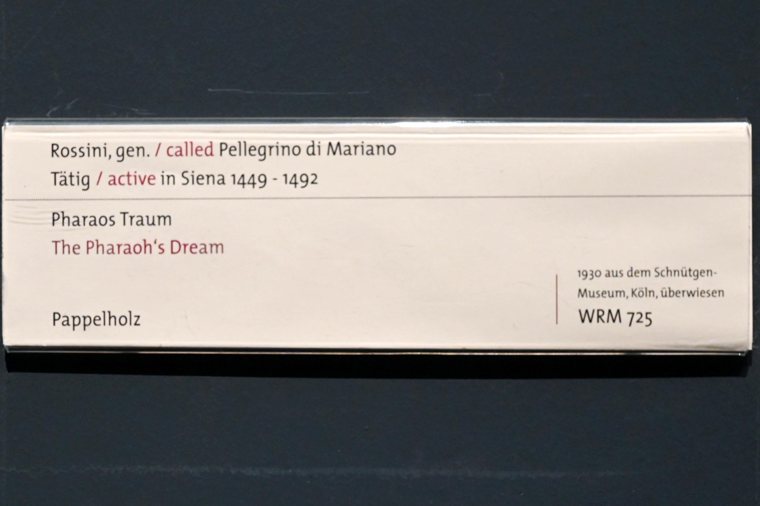 Pellegrino di Mariano (Rossini) (Undatiert), Pharaos Traum, Köln, Wallraf-Richartz-Museum, Mittelalter - Saal 1, Undatiert, Bild 2/2