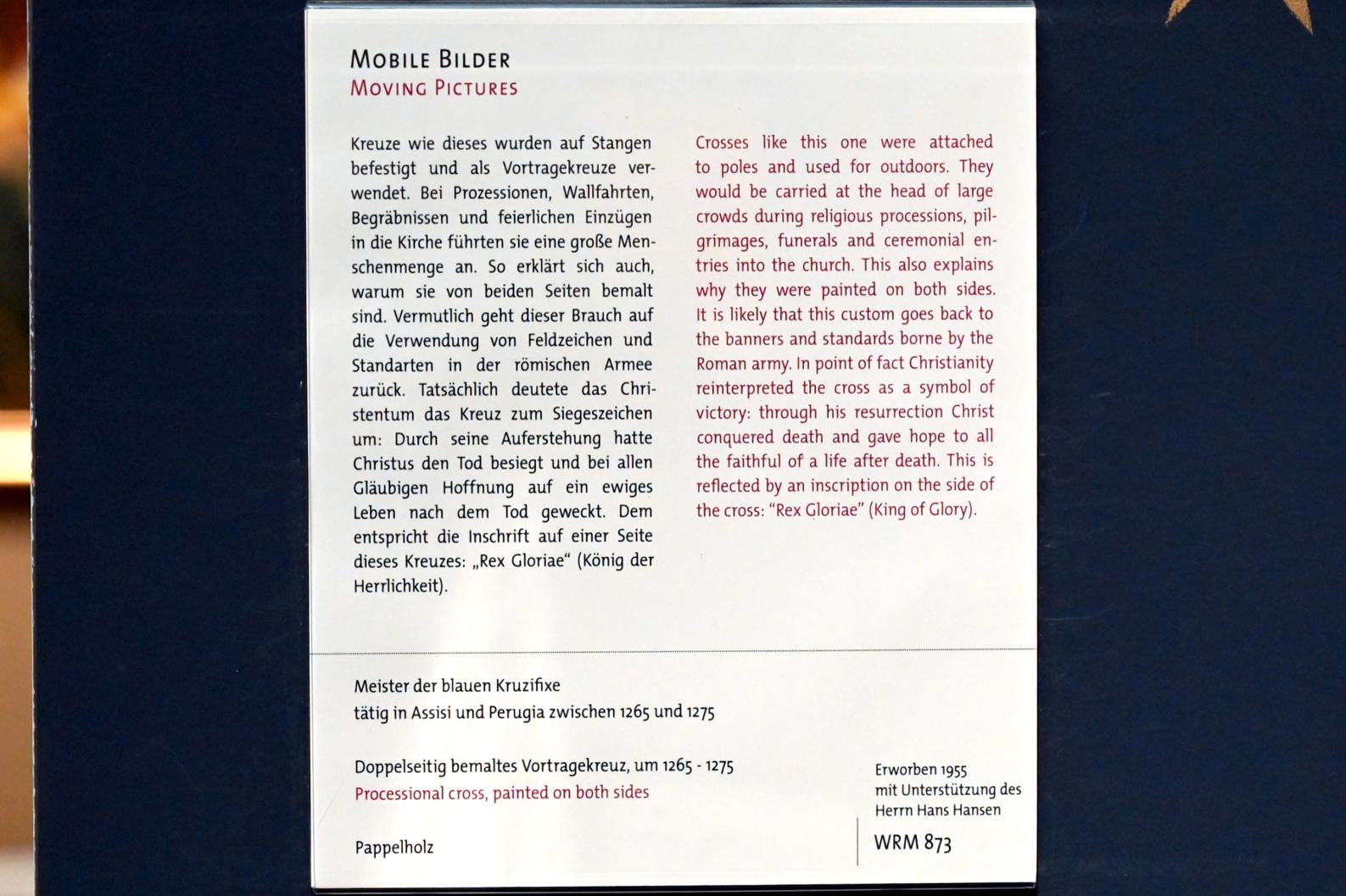 Meister der blauen Kreuze (1270), Doppelseitig bemaltes Vortragekreuz, Köln, Wallraf-Richartz-Museum, Mittelalter - Saal 1, um 1265–1275, Bild 3/3