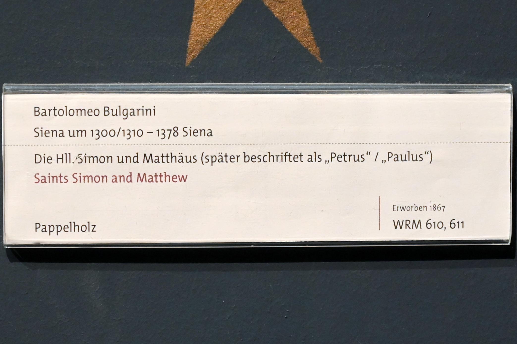 Bartolomeo Bulgarini (1342–1370), Der hl. Matthäus, Köln, Wallraf-Richartz-Museum, Mittelalter - Saal 1, Undatiert, Bild 2/2