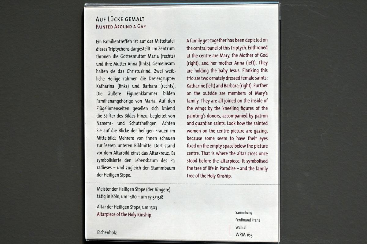 Jüngerer Meister der Heiligen Sippe (1480–1514), Altar der Heiligen Sippe, Köln, Wallraf-Richartz-Museum, Mittelalter - Saal 2, um 1503, Bild 4/4