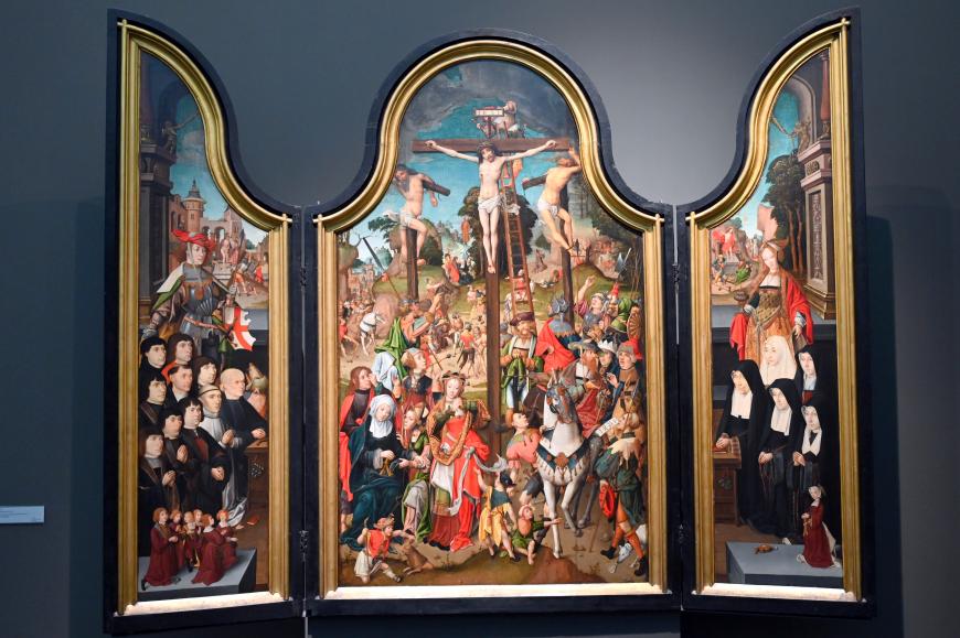 Meister von Delft (1500), Triptychon mit der Kreuzigung Christi ("Kievit-Triptychon"), Köln, Wallraf-Richartz-Museum, Mittelalter - Saal 2, um 1500