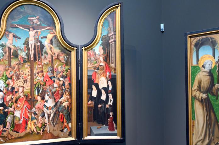 Meister von Delft (1500), Triptychon mit der Kreuzigung Christi ("Kievit-Triptychon"), Köln, Wallraf-Richartz-Museum, Mittelalter - Saal 2, um 1500, Bild 3/4