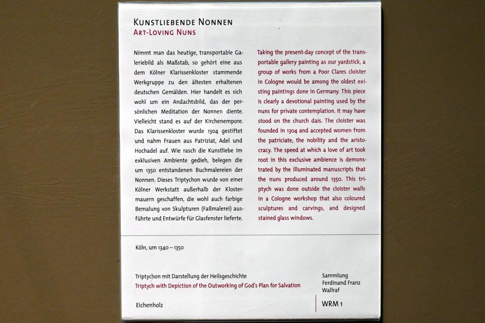 Triptychon mit Darstellung der Heilsgeschichte, Köln, Klarissenkloster Sankt Clara, jetzt Köln, Wallraf-Richartz-Museum, Mittelalter - Saal 3, um 1340–1350, Bild 2/2