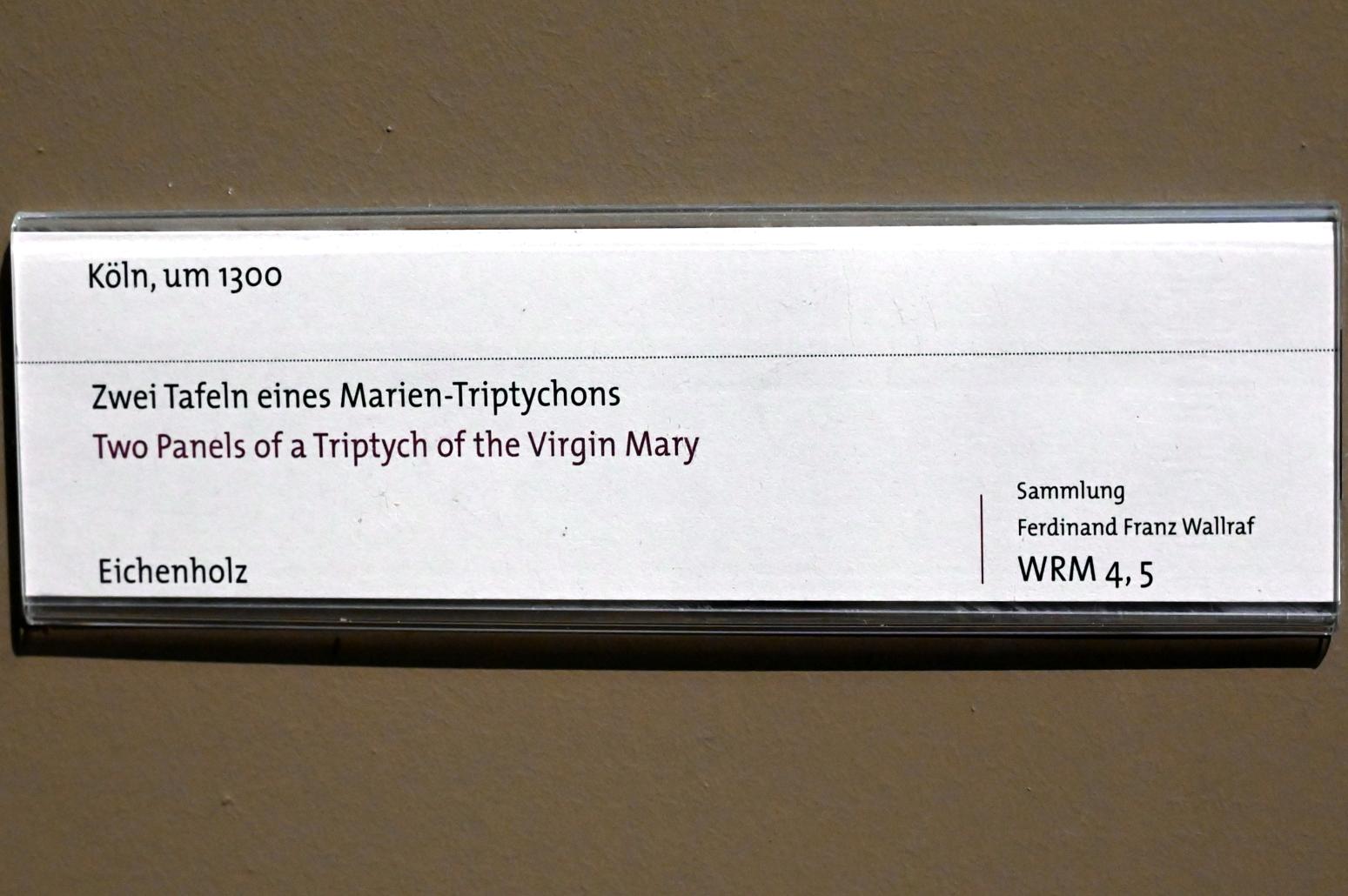 Zwei Tafeln eines Marien-Triptychons, Köln, Klarissenkloster Sankt Clara, jetzt Köln, Wallraf-Richartz-Museum, Mittelalter - Saal 3, um 1300, Bild 2/2