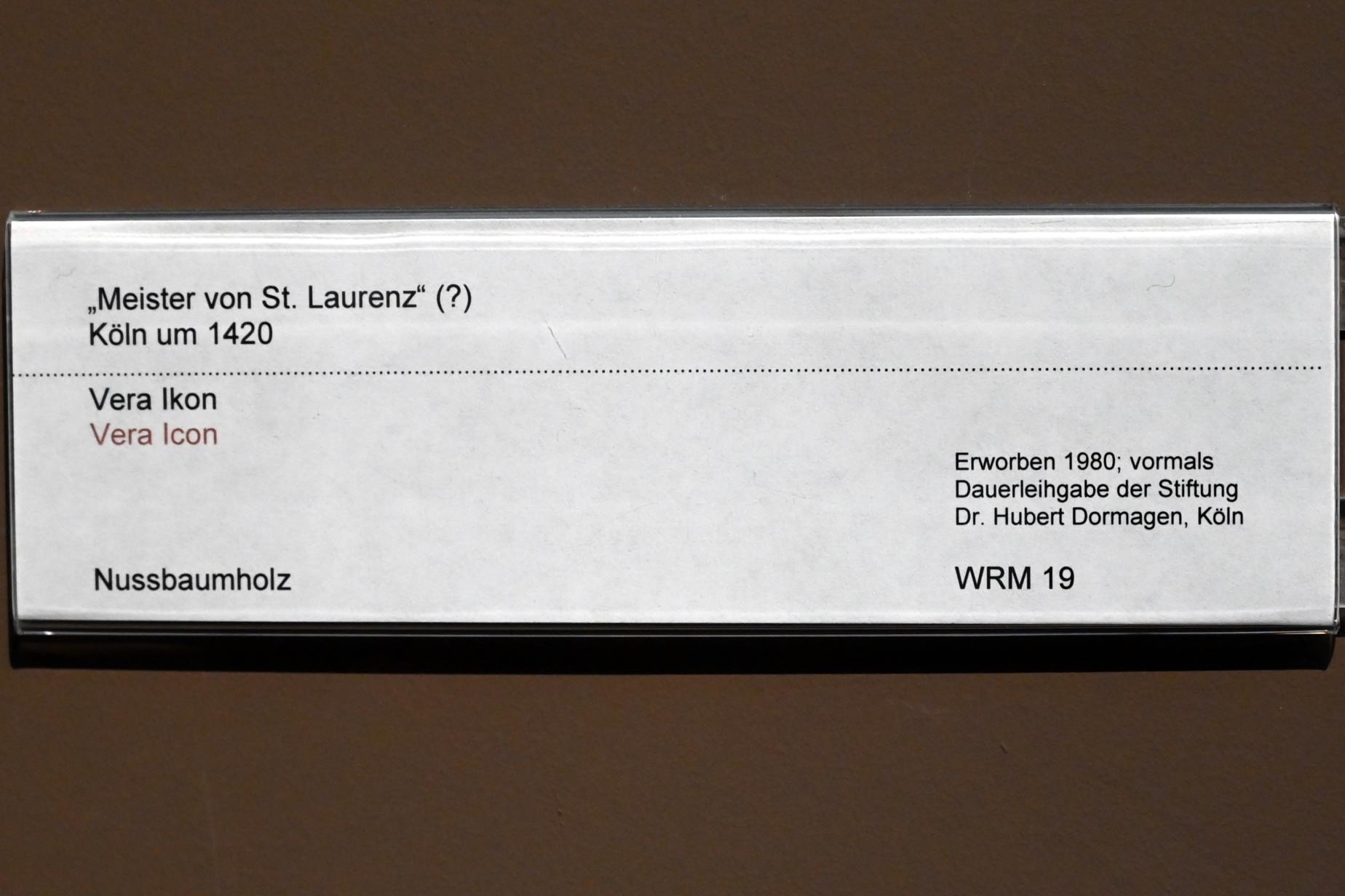 Meister von St. Laurenz (1420–1427), Vera Ikon, Köln, Wallraf-Richartz-Museum, Mittelalter - Saal 4, um 1420, Bild 2/2