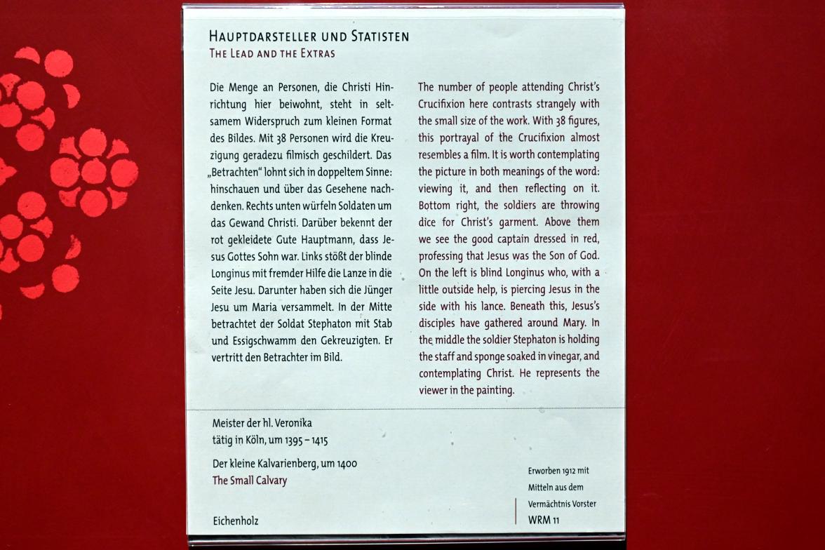 Meister der hl. Veronika (1400–1425), Der kleine Kalvarienberg, Köln, Wallraf-Richartz-Museum, Mittelalter - Saal 5, um 1400, Bild 2/2