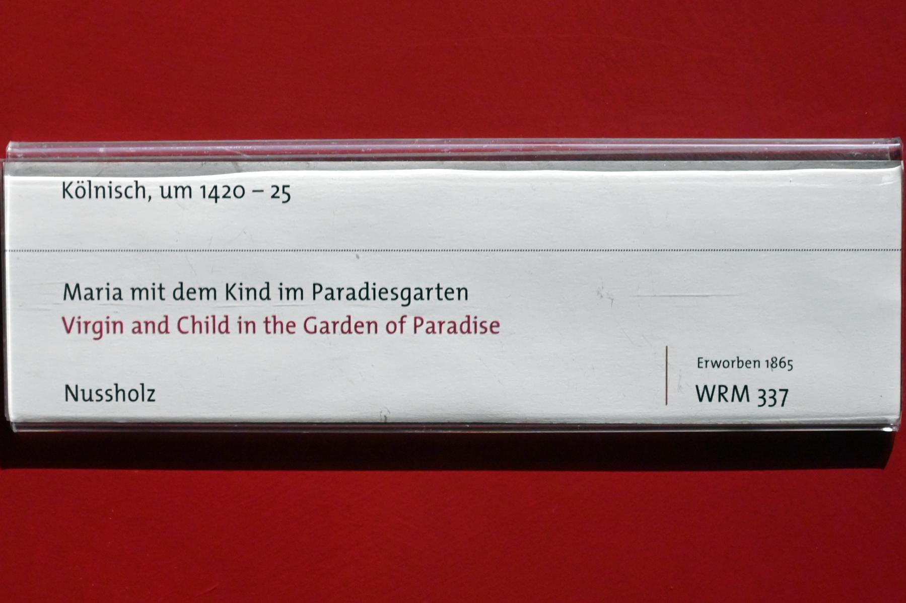 Maria mit dem Kind im Paradiesgarten, Köln, Wallraf-Richartz-Museum, Mittelalter - Saal 5, um 1420–1425, Bild 2/2