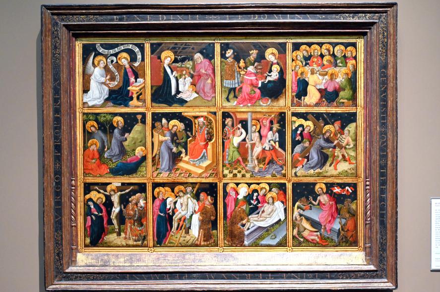 Andachtsbild mit zwölf Szenen aus dem Leben Christi, um 1450 - 1460