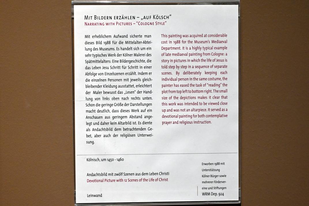Andachtsbild mit zwölf Szenen aus dem Leben Christi, Köln, Wallraf-Richartz-Museum, Mittelalter - Saal 6, um 1450–1460, Bild 2/2