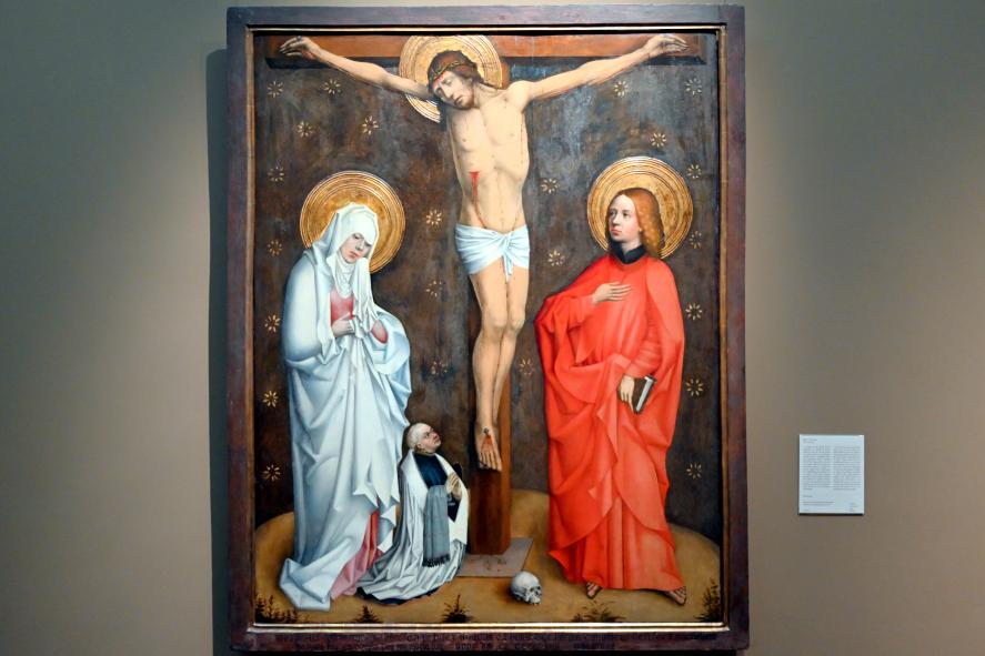 Christus am Kreuz zwischen Maria und Johannes, Köln, ehem. Damenstift St. Cäcilien, jetzt Köln, Wallraf-Richartz-Museum, Mittelalter - Saal 6, 1458