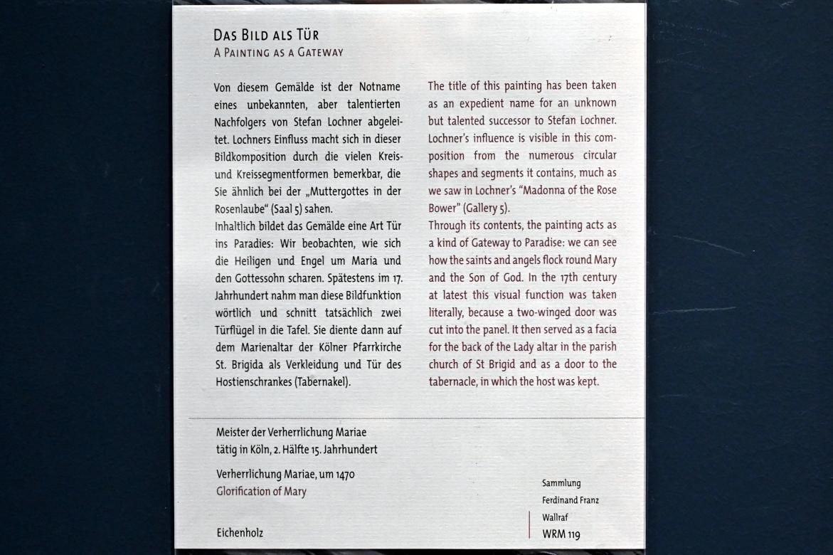 Meister der Verherrlichung Mariae (1470–1480), Verherrlichung Mariae, Köln, Wallraf-Richartz-Museum, Mittelalter - Saal 8, um 1470, Bild 2/2
