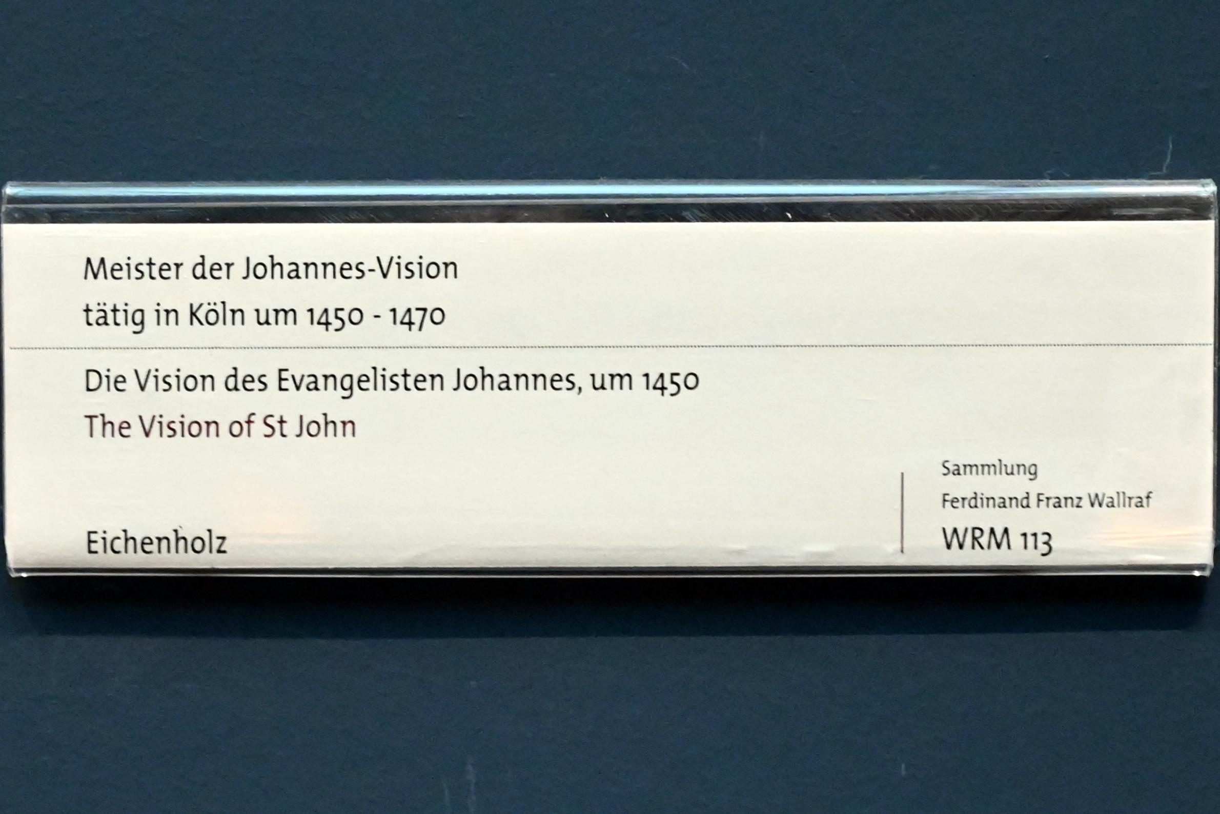 Meister der Johannesvision (1450–1455), Die Vision des Evangelisten Johannes, Köln, Wallraf-Richartz-Museum, Mittelalter - Saal 8, um 1450, Bild 2/2