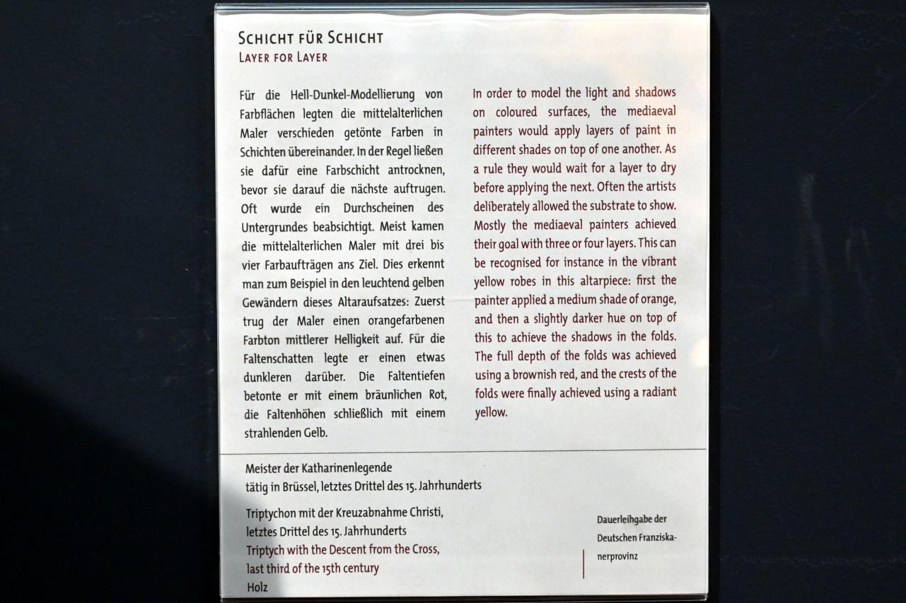 Meister der Katharinenlegende (1483), Triptychon mit der Kreuzabnahme Christi, Köln, Wallraf-Richartz-Museum, Mittelalter - Saal 8, Letztes Drittel 15. Jhd., Bild 4/4