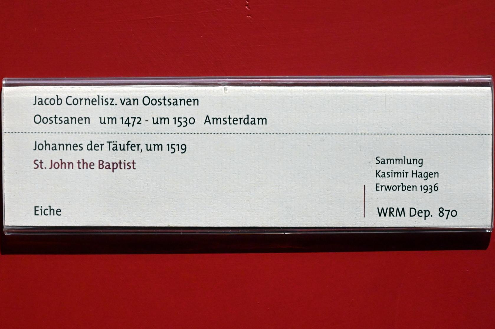 Jacob Cornelisz. van Oostsanen (1510–1524), Johannes der Täufer, Köln, Wallraf-Richartz-Museum, Mittelalter - Saal 11, um 1519, Bild 2/2