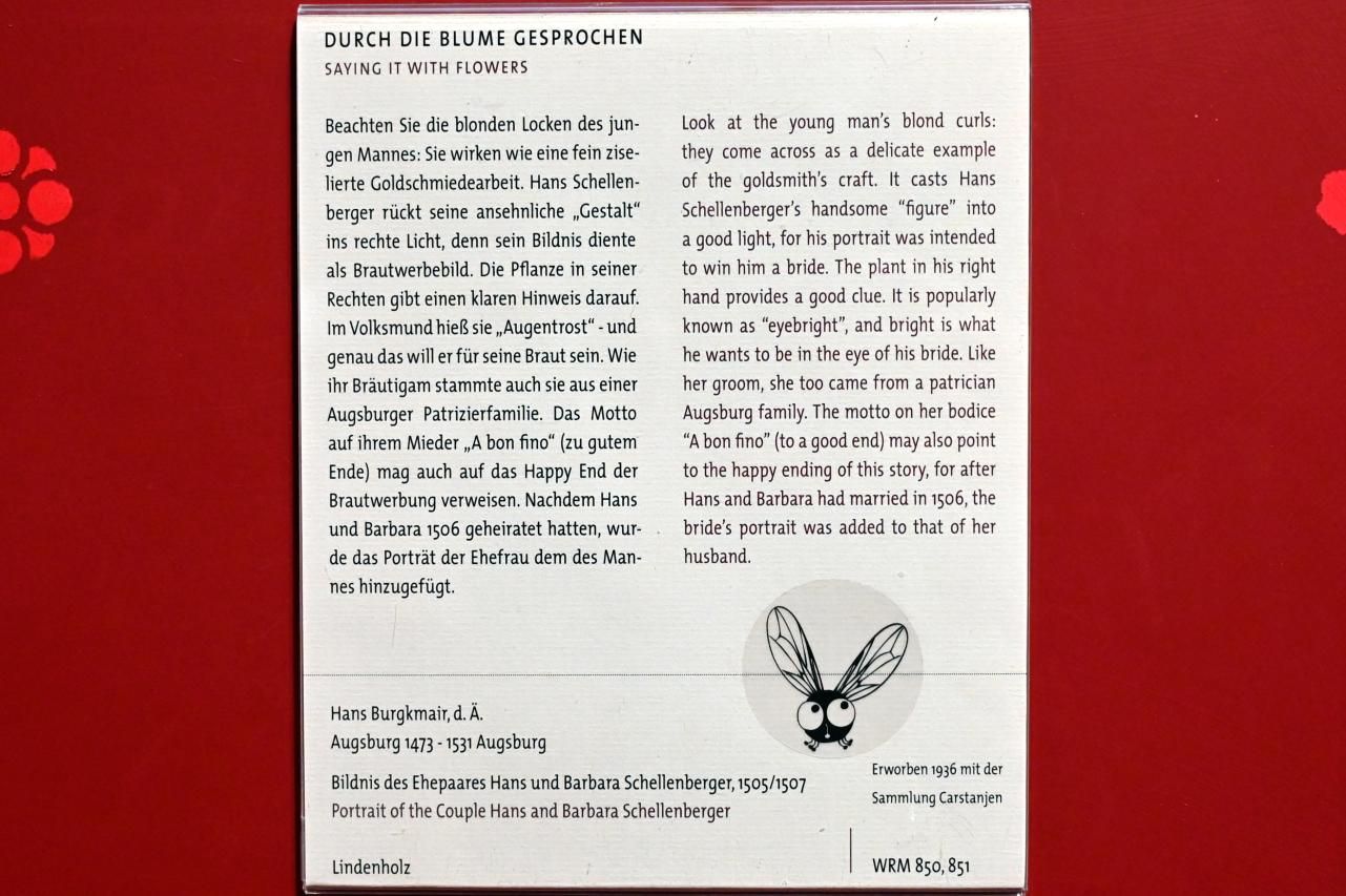 Hans Burgkmair der Ältere (1490–1529), Bildnis der Barbara Schellenberger, Köln, Wallraf-Richartz-Museum, Mittelalter - Saal 11, 1507, Bild 2/2