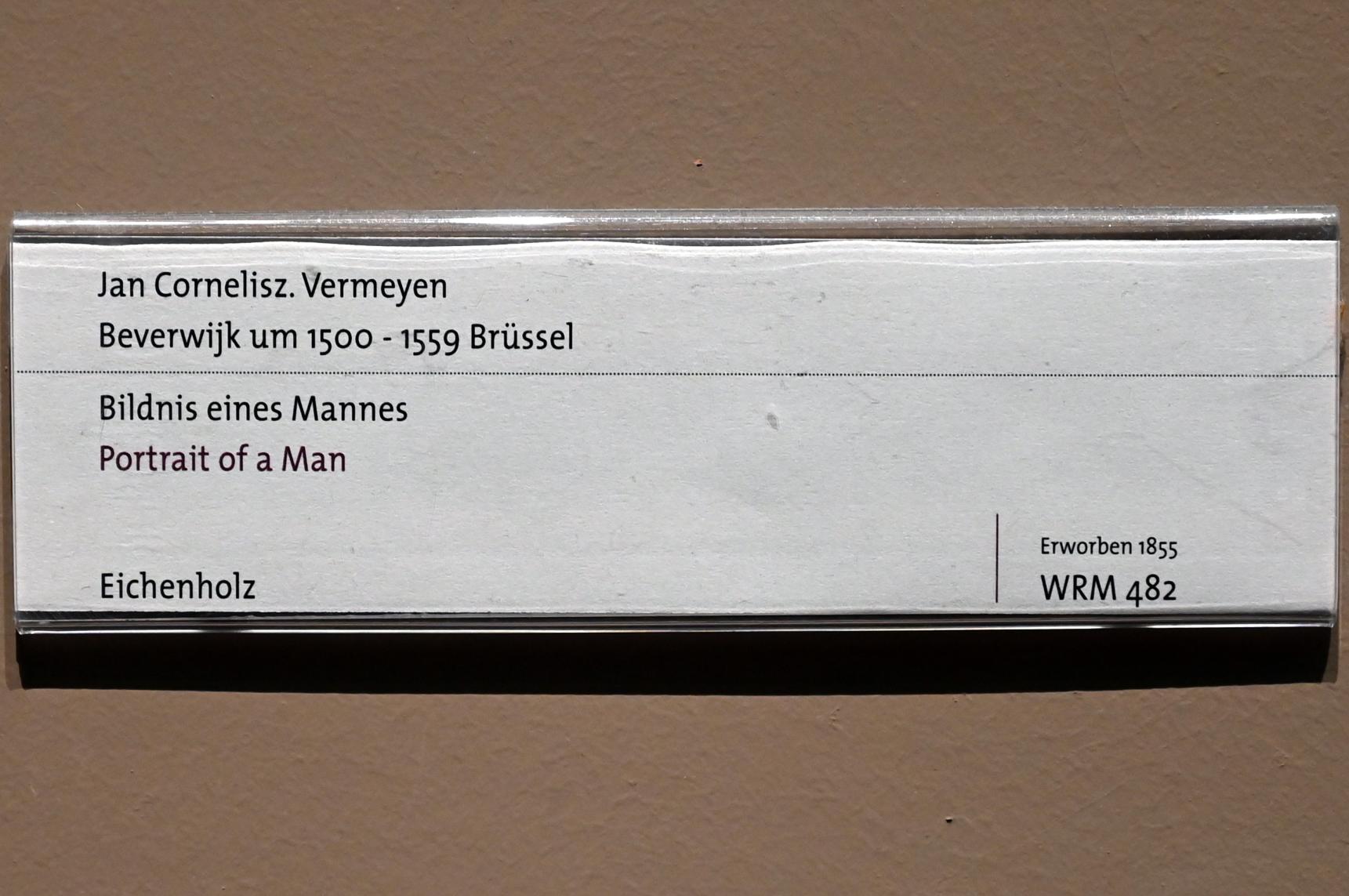 Jan Cornelisz Vermeyen (1527–1540), Bildnis eines Mannes, Köln, Wallraf-Richartz-Museum, Mittelalter - Saal 13, Undatiert, Bild 2/2