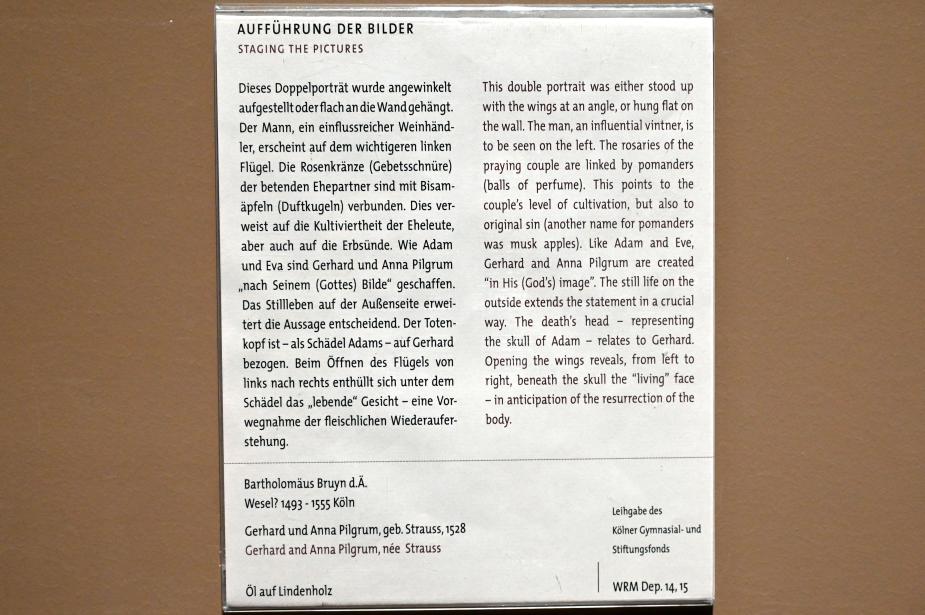 Bartholomäus Bruyn der Ältere (1513–1546), Gerhard und Anna Pilgrum, geb. Strauss, Köln, Wallraf-Richartz-Museum, Mittelalter - Saal 13, 1528, Bild 4/4