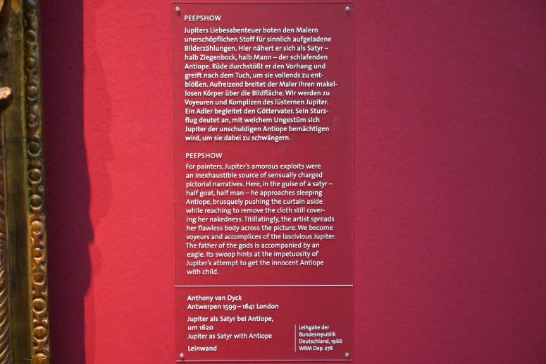 Anthonis (Anton) van Dyck (1614–1641), Jupiter als Satyr bei Antiope, Köln, Wallraf-Richartz-Museum, Barock - Saal 1, um 1620, Bild 2/2