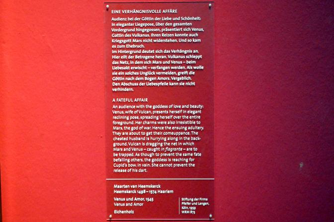 Maarten van Heemskerck (1531–1561), Venus und Amor, Köln, Wallraf-Richartz-Museum, Barock - Saal 1, 1545, Bild 2/2