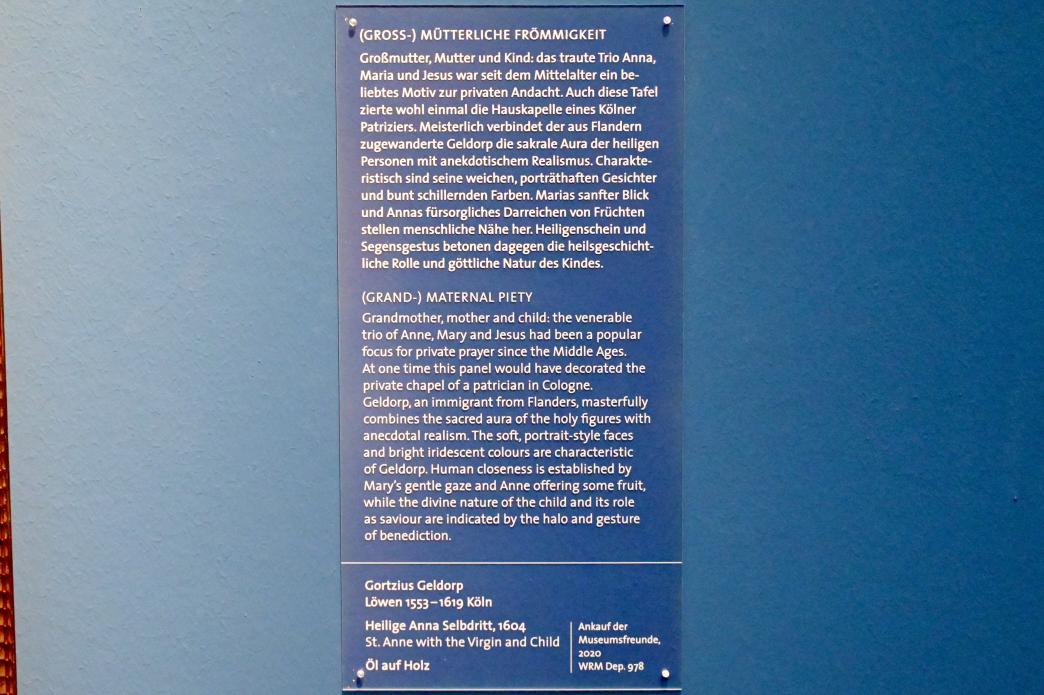Gortzius Geldorp (1604), Heilige Anna Selbdritt, Köln, Wallraf-Richartz-Museum, Barock - Saal 2, 1604, Bild 2/2