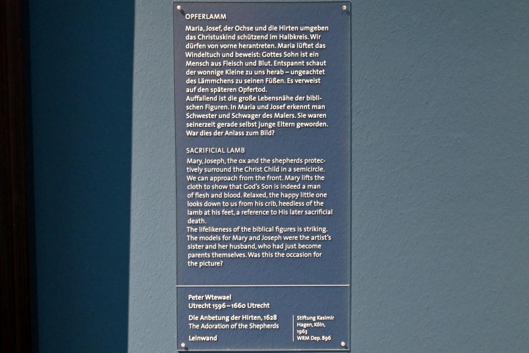 Peter Wtewael (1625–1628), Die Anbetung der Hirten, Köln, Wallraf-Richartz-Museum, Barock - Saal 2, 1628, Bild 2/2