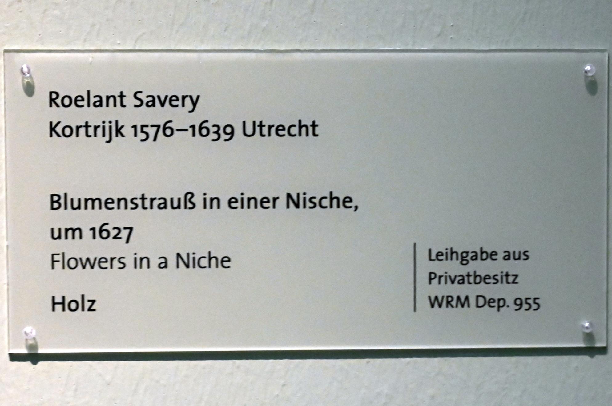 Roelant Savery (1602–1634), Blumenstrauß in einer Nische, Köln, Wallraf-Richartz-Museum, Barock - Saal 3, um 1627, Bild 2/2