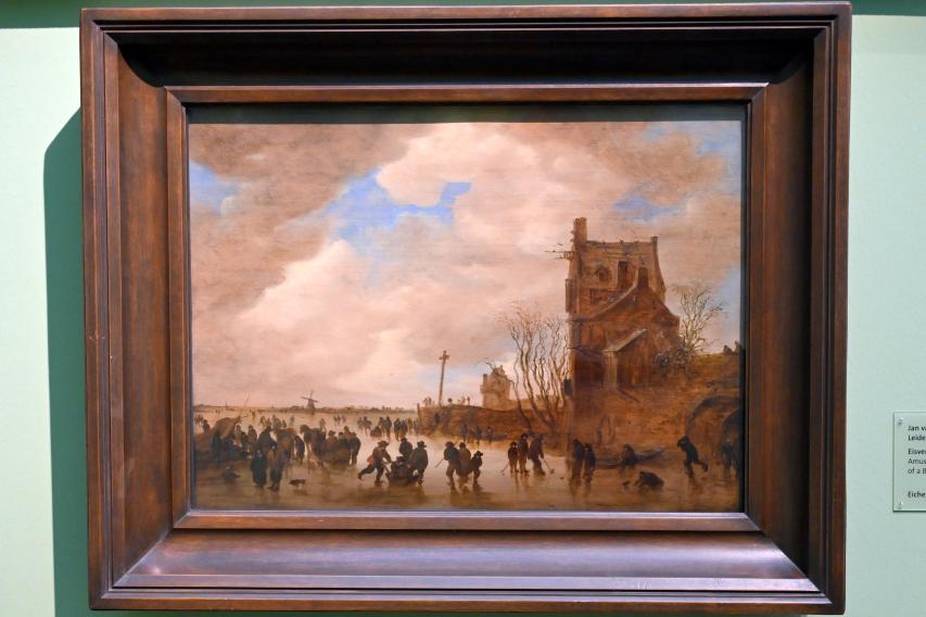 Jan van Goyen (1621 - 1656): Eisvergnügen vor einem Brückenturm, 1655