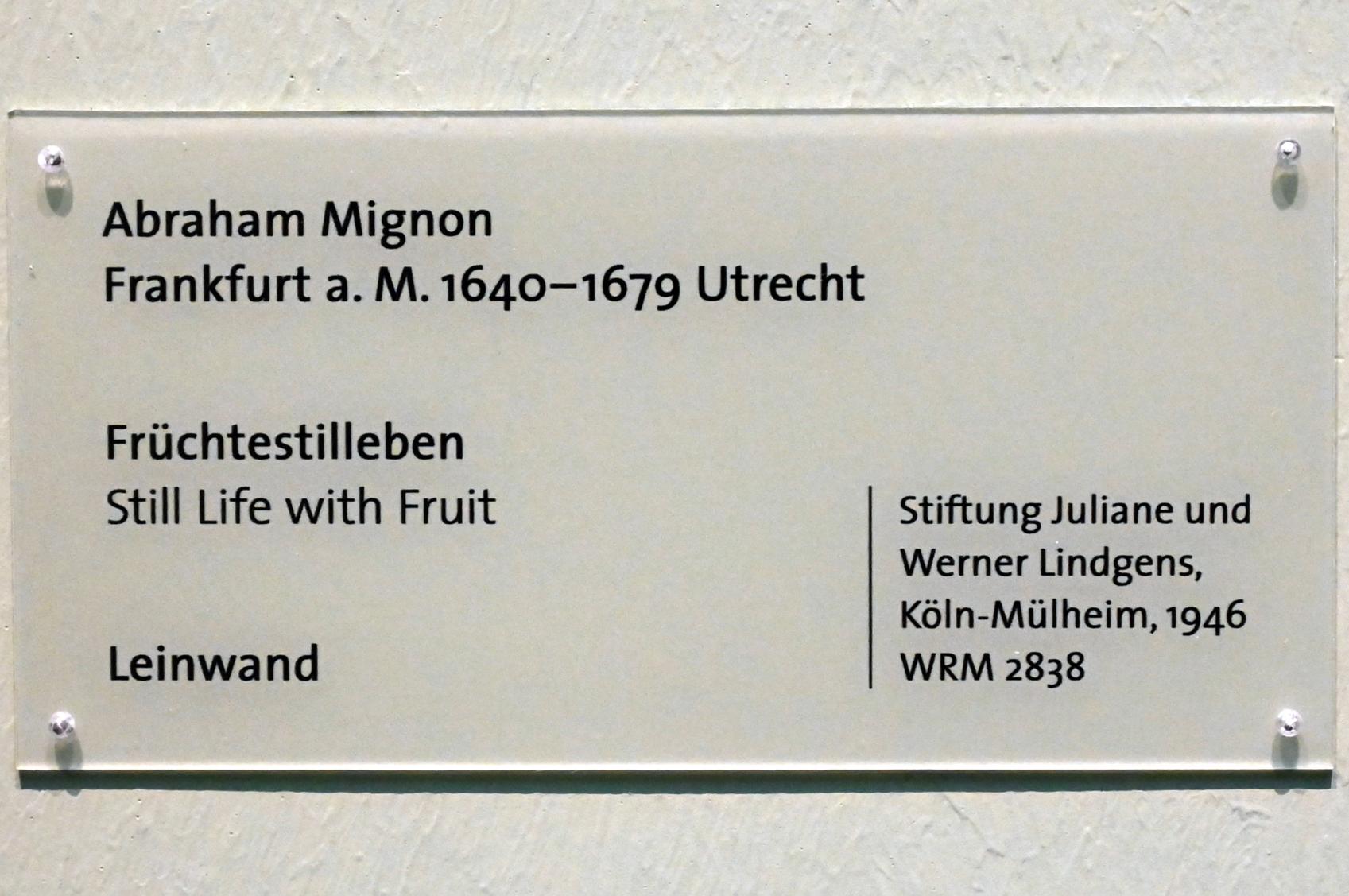 Abraham Mignon (1661–1675), Früchtestillleben, Köln, Wallraf-Richartz-Museum, Barock - Saal 3, Undatiert, Bild 2/2