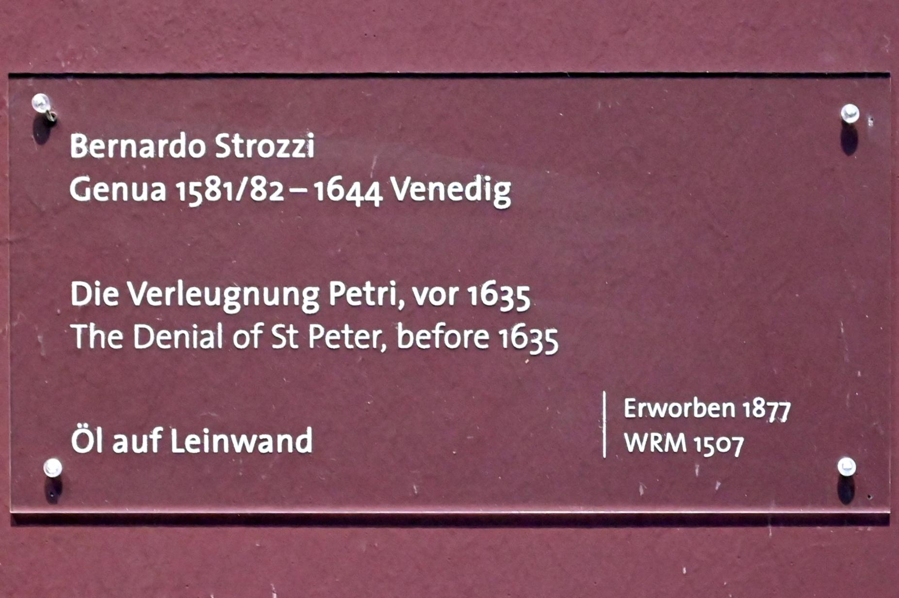 Bernardo Strozzi (1622–1644), Die Verleugnung Petri, Köln, Wallraf-Richartz-Museum, Barock - Saal 4, vor 1635, Bild 2/2