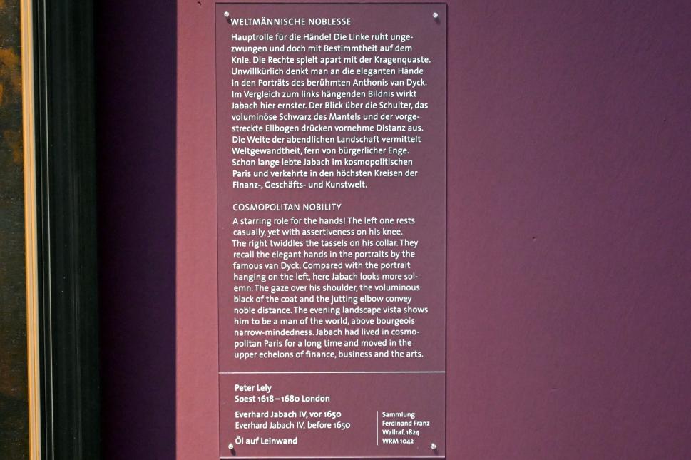 Peter Lely (Pieter van der Faes) (1649–1666), Everhard Jabach IV, Köln, Wallraf-Richartz-Museum, Barock - Saal 4, vor 1650, Bild 2/2