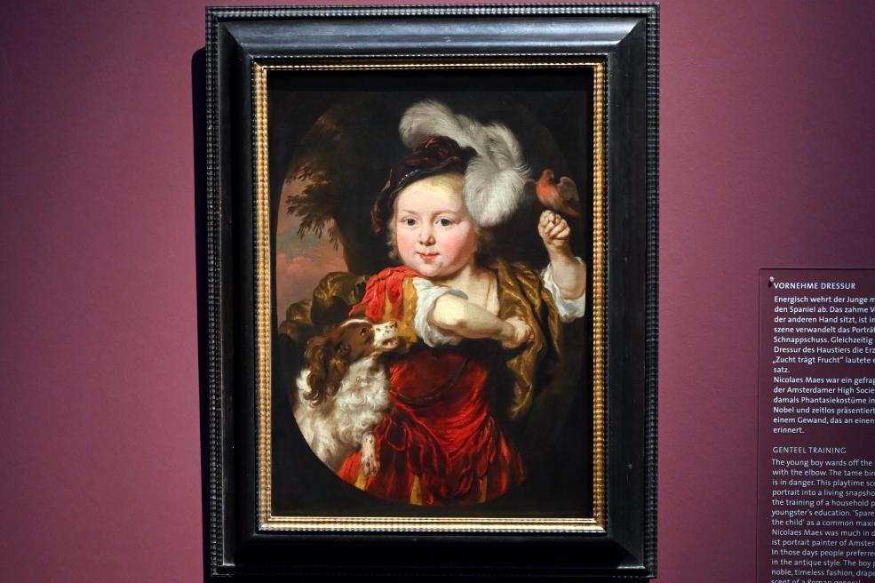 Nicolaes Maes (1652–1687), Bildnis eines Jungen mit Spaniel, Köln, Wallraf-Richartz-Museum, Barock - Saal 4, Undatiert