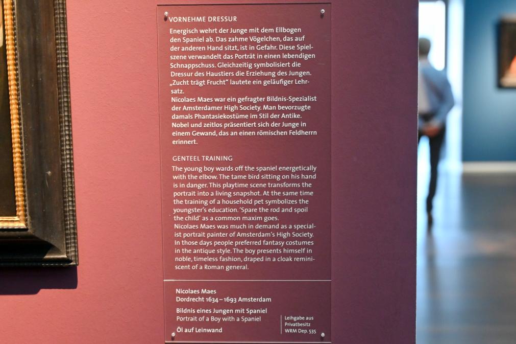Nicolaes Maes (1652–1687), Bildnis eines Jungen mit Spaniel, Köln, Wallraf-Richartz-Museum, Barock - Saal 4, Undatiert, Bild 2/2