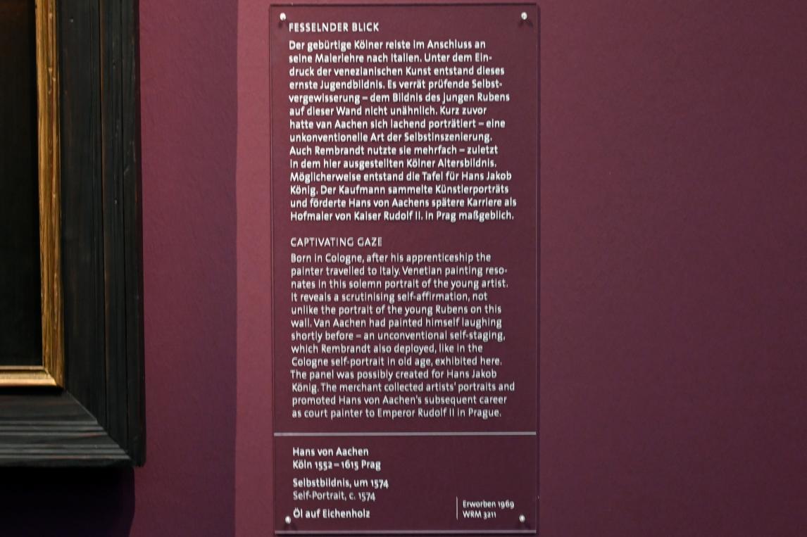 Hans von Aachen (1574–1615), Selbstbildnis, Köln, Wallraf-Richartz-Museum, Barock - Saal 4, 1574, Bild 2/2