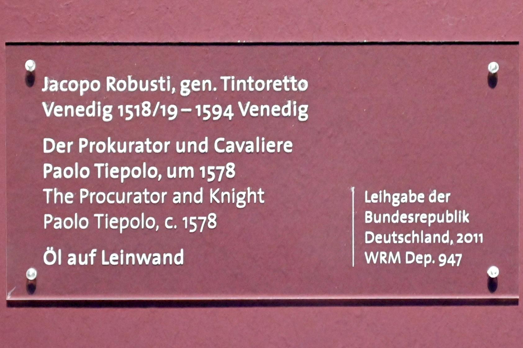Tintoretto (Jacopo Robusti) (1540–1590), Der Prokurator und Cavaliere Paolo Tiepolo, Köln, Wallraf-Richartz-Museum, Barock - Saal 4, um 1578, Bild 2/2