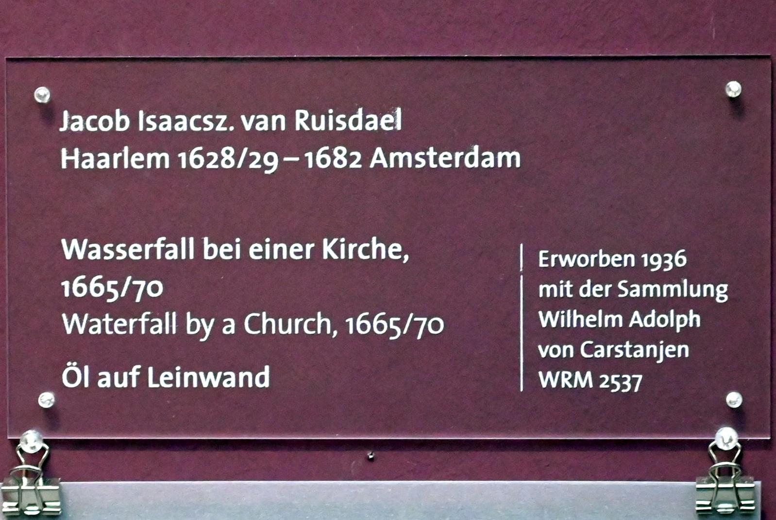 Jacob van Ruisdael (1646–1677), Wasserfall bei einer Kirche, Köln, Wallraf-Richartz-Museum, Barock - Saal 4, 1665–1670, Bild 2/2