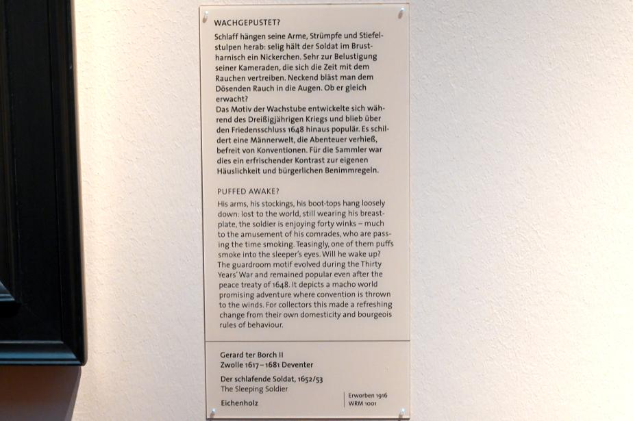 Gerard ter Borch (1635–1675), Der schlafende Soldat, Köln, Wallraf-Richartz-Museum, Barock - Saal 5, 1652–1653, Bild 2/2