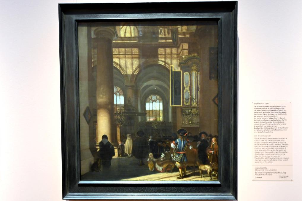 Emanuel de Witte (1650–1680): Das Innere einer protestantischen Kirche, 1674