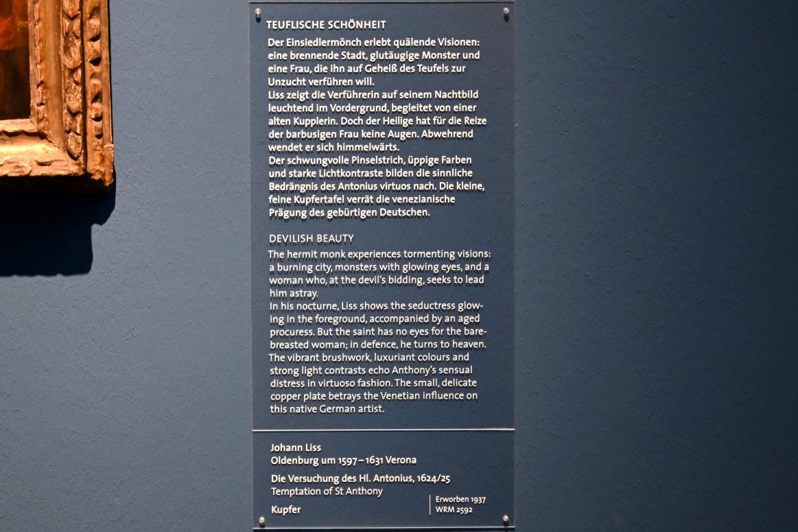 Johann Liss (1617–1630), Die Versuchung des Hl. Antonius, Köln, Wallraf-Richartz-Museum, Barock - Saal 6, 1624–1625, Bild 2/2